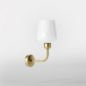 Elegant brass wall lamp with white glass diffuser, perfect for refined interiors by Ghidini 1849 - Finish: OBV Bronze Satin Light Brass