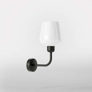 Elegant brass wall lamp with white glass diffuser, perfect for refined interiors by Ghidini 1849 - Finish: ONO Matt Black