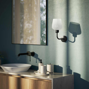 Elegant brass wall lamp with white glass diffuser, perfect for refined interiors by Ghidini 1849 - Finish: ONO Matt Black