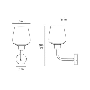 Elegant brass wall lamp with white glass diffuser, perfect for refined interiors by Ghidini 1849