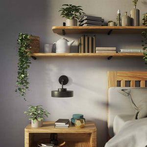 Wall lamp in metal with matte black and gold shade, sleek design for modern interiors by Ghidini 1849 - Finish: ONO Matt Black