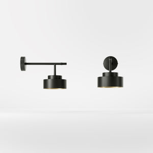 Wall lamp in metal with matte black and gold shade, sleek design for modern interiors by Ghidini 1849 - Finish: ONO Matt Black