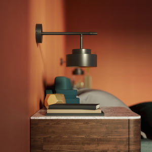 Wall lamp in metal with matte black and gold shade, sleek design for modern interiors by Ghidini 1849 - Finish: ONO Matt Black