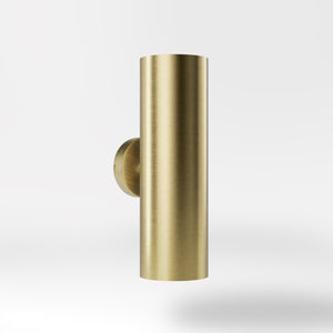 Cylindrical brass wall lamp with up and down light, modern minimalist design by Ghidini 1849 - Finish: OBV Bronze Satin Light Brass
