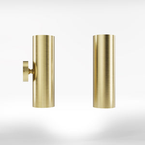 Cylindrical brass wall lamp with up and down light, modern minimalist design by Ghidini 1849 - Finish: OBV Bronze Satin Light Brass