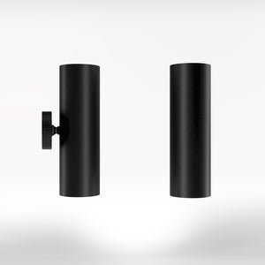 Cylindrical brass wall lamp with up and down light, modern minimalist design by Ghidini 1849 - Finish: ONO Matt Black