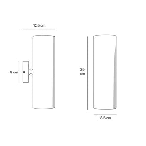 Cylindrical brass wall lamp with up and down light, modern minimalist design by Ghidini 1849