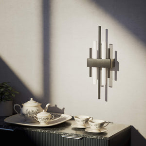 Brass wall lamp with two lights, compatible with OSRAM S14D bulbs, geometric design by Ghidini 1849 - Finish: ONO Matt Black