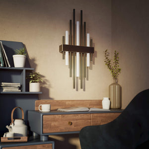 Brass wall lamp with vertical lines for modern and luxurious interiors by Ghidini 1849 - Finish: OBM Bronze Satin Matt Brass