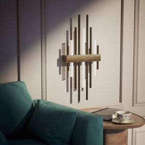 Brass wall lamp with vertical lines for modern and luxurious interiors by Ghidini 1849 - Finish: OBM Bronze Satin Matt Brass