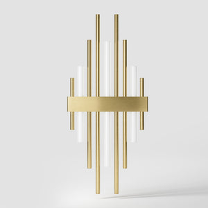 Brass wall lamp with vertical lines for modern and luxurious interiors by Ghidini 1849 - Finish: OBV Bronze Satin Light Brass
