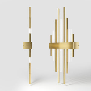 Brass wall lamp with vertical lines for modern and luxurious interiors by Ghidini 1849 - Finish: OBV Bronze Satin Light Brass
