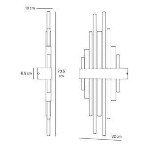Brass wall lamp with vertical lines for modern and luxurious interiors by Ghidini 1849