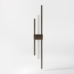 Contemporary brass wall light with parallel bars and minimalist design, ideal for modern interiors by Ghidini 1849 - Finish: OBM Bronze Satin Matt Brass