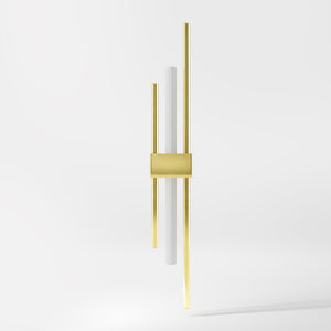 Contemporary brass wall light with parallel bars and minimalist design, ideal for modern interiors by Ghidini 1849 - Finish: OLV Polished Brass