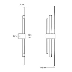 Contemporary brass wall light with parallel bars and minimalist design, ideal for modern interiors by Ghidini 1849