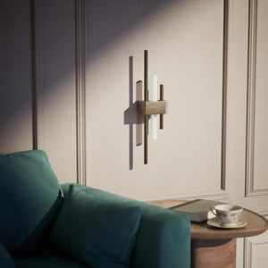 Wall lamp in brass with geometric design, clean and elegant lines, ideal for modern and sophisticated interiors by Ghidini 1849 - Finish: OBM Bronze Satin Matt Brass