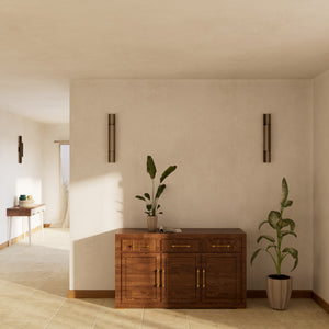 Contemporary brass wall lamp with tubular design, emits light upwards and downwards, ideal for modern spaces by Ghidini 1849 - Finish: OBM Bronze Satin Matt Brass