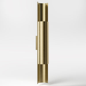 Contemporary brass wall lamp with tubular design, emits light upwards and downwards, ideal for modern spaces by Ghidini 1849 - Finish: OBV Bronze Satin Light Brass