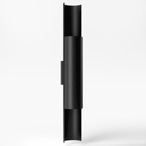 Contemporary brass wall lamp with tubular design, emits light upwards and downwards, ideal for modern spaces by Ghidini 1849 - Finish: ONO Matt Black