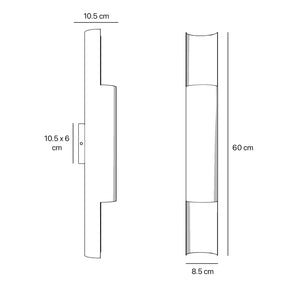 Contemporary brass wall lamp with tubular design, emits light upwards and downwards, ideal for modern spaces by Ghidini 1849