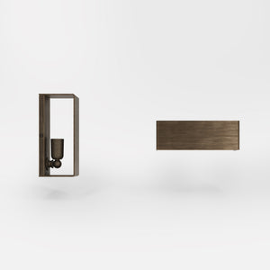 Modern brass rectangular wall lamp, bidirectional light, elegant interior lighting by Ghidini 1849 | Finish: OBM Bronze Satin Matt Brass