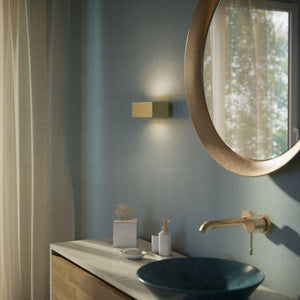 Modern brass rectangular wall lamp, bidirectional light, elegant interior lighting by Ghidini 1849 | Finish: OBV Bronze Satin Light Brass