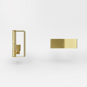Modern brass rectangular wall lamp, bidirectional light, elegant interior lighting by Ghidini 1849 | Finish: OLV Polished Brass
