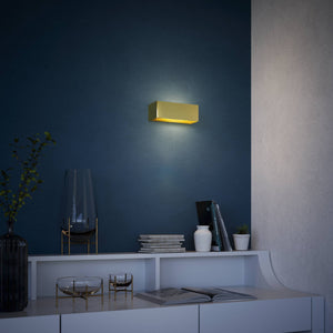 Modern brass rectangular wall lamp, bidirectional light, elegant interior lighting by Ghidini 1849 | Finish: OLV Polished Brass