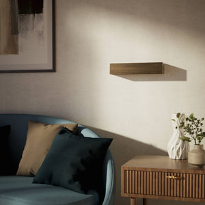 Rectangular brass wall light with dual light emission upwards and downwards, sleek modern design Made in Italy by Ghidini 1849 - Finish: OBM Bronze Satin Matt Brass