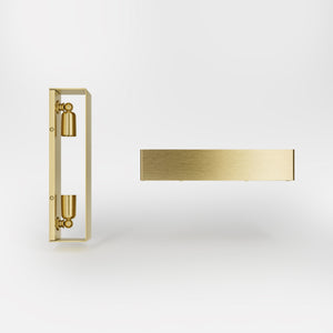 Rectangular brass wall light with dual light emission upwards and downwards, sleek modern design Made in Italy by Ghidini 1849 - Finish: OBV Bronze Satin Light Brass