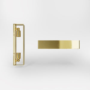 Rectangular brass wall light with dual light emission upwards and downwards, sleek modern design Made in Italy by Ghidini 1849 - Finish: OLV Polished Brass