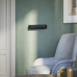 Rectangular brass wall light with dual light emission upwards and downwards, sleek modern design Made in Italy by Ghidini 1849 - Finish: ONO Matt Black