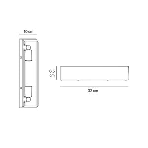 Rectangular brass wall light with dual light emission upwards and downwards, sleek modern design Made in Italy by Ghidini 1849
