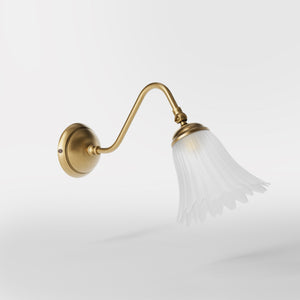 Brass wall lamp with floral frosted glass shade, vintage contemporary design for interiors by Ghidini 1849 - Finish: OBS Bronze Satin Brass