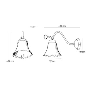 Brass wall lamp with floral frosted glass shade, vintage contemporary design for interiors by Ghidini 1849