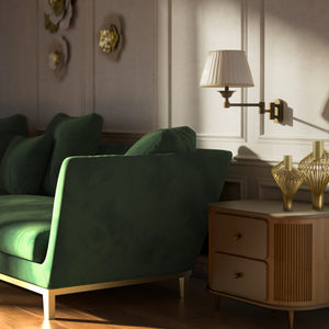 Brass wall lamp with ivory fabric lampshade and adjustable arms for elegant interior spaces by Ghidini 1849 - Finish: OBM Bronze Satin Matt Brass