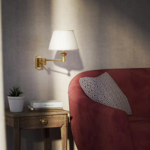 Brass wall lamp with ivory fabric lampshade and adjustable arms for elegant interior spaces by Ghidini 1849 - Finish: OBS Bronze Satin Brass