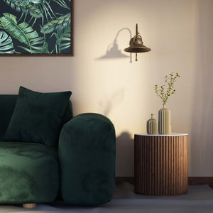 Industrial brass wall lamp with curved arm and adjustable conical shade, vintage style for functional lighting by Ghidini 1849 - Finish: OBM Bronze Satin Matt Brass