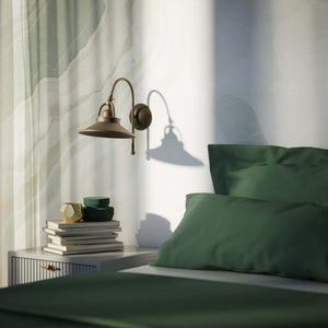 Industrial brass wall lamp with curved arm and adjustable conical shade, vintage style for functional lighting by Ghidini 1849 - Finish: OBM Bronze Satin Matt Brass