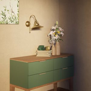 Industrial brass wall lamp with curved arm and adjustable conical shade, vintage style for functional lighting by Ghidini 1849 - Finish: OBS Bronze Satin Brass