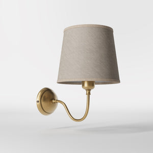 Brass wall light with a grey linen fabric shade, classic design, ideal for elegant and cozy interiors by Ghidini 1849 - Finish: OBS Bronze Satin Brass