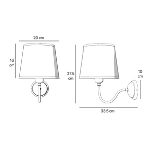 Brass wall light with a grey linen fabric shade, classic design, ideal for elegant and cozy interiors by Ghidini 1849