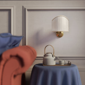 Classic wall lamp in brass with ivory fabric lampshade, elegant design, ideal for refined interiors by Ghidini 1849 - Finish: OBS Bronze Satin Brass