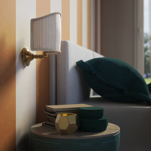 Classic wall lamp in brass with ivory fabric lampshade, elegant design, ideal for refined interiors by Ghidini 1849 - Finish: OBS Bronze Satin Brass