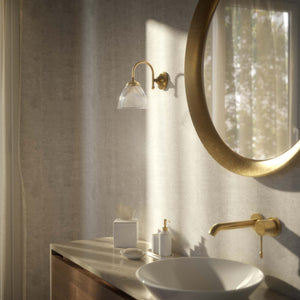 Wall lamp in brass with ribbed transparent glass shade, classic style, perfect for refined interiors by Ghidini 1849 - Finish: OBS Bronze Satin Brass