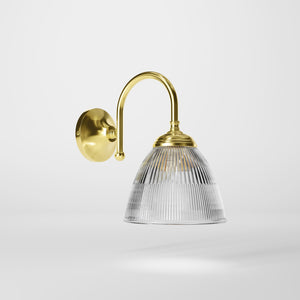 Wall lamp in brass with ribbed transparent glass shade, classic style, perfect for refined interiors by Ghidini 1849 - Finish: OLV Polished Brass