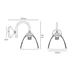 Wall lamp in brass with ribbed transparent glass shade, classic style, perfect for refined interiors by Ghidini 1849