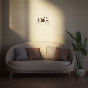 Double brass wall lamp clear ribbed glass Art Deco design bathroom lighting Italian Ghidini 1849 - Finish: OAS Antique Brass