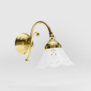 Brass wall lamp with ceramic shade, classic style Zefira by Ghidini 1849 - Finish: OLV Polished Brass
